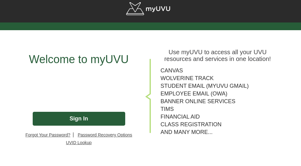 MyUVU Login