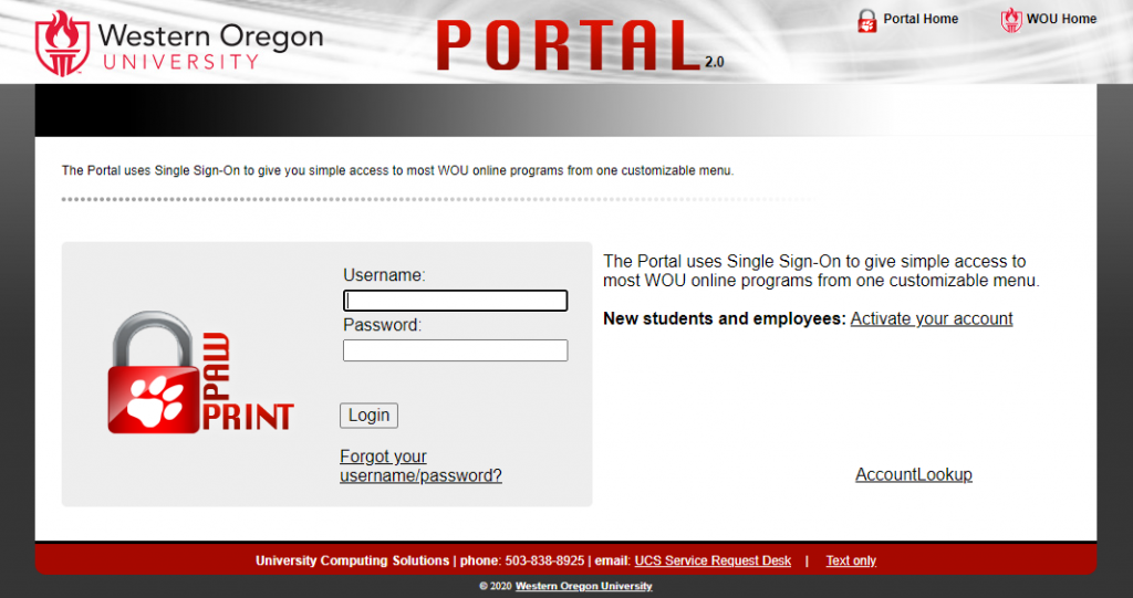 Login in to Your Western Oregon University Account