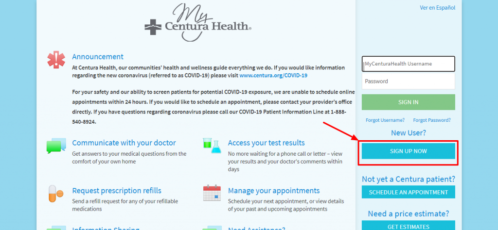 Mycenturahealth login