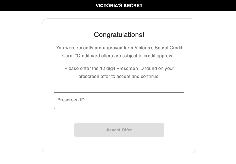 victoria secret credit card pre approval
